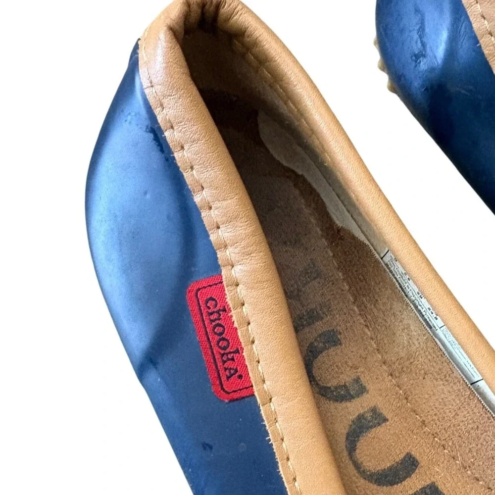 Chooka Navy Blue Duck Skimmer Flats Women's Size 8 Rubber Rain Shoes Slip On